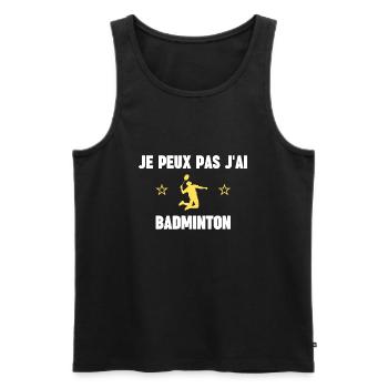 je peux pas j'ai badminton - Débardeur bio Premium Homme - noir - Devant - Michal (187cm)