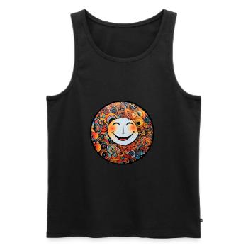 Emoji Smiley Mandala - Männer Premium Bio Tank Top - Schwarz - Vorne - Michal (187cm)