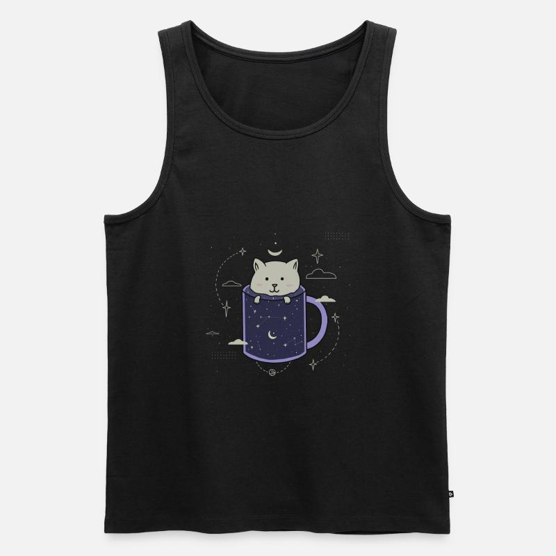 Katze in einer Galaxy Tasse - Männer Premium Bio Tank Top - Schwarz