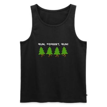Run Forest Run! funny sayings, film, fun, cinema - Men's Premium Organic Tank Top - black - Front - Michal (187cm)