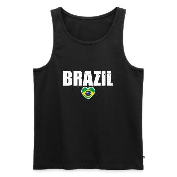 Brésil Brésil Drapeau brésilien - Débardeur bio Premium Homme - noir - Devant - Michal (187cm)