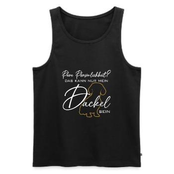 Mein Dackel ist die pure Persönlichkeit - Männer Premium Bio Tank Top - Schwarz - Vorne - AI Model Male 178 light (178cm)