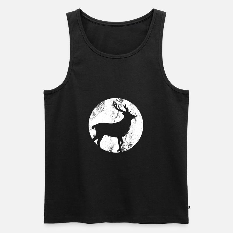 Hirsch Reh Geweih Mond - Männer Premium Bio Tank Top - Schwarz