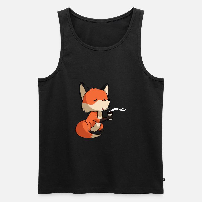 Renard avec café - Débardeur bio Premium Homme - noir