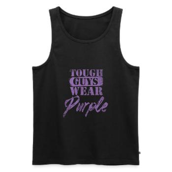 les durs portent du violet - Débardeur bio Premium Homme - noir - Devant - AI Model Male 178 light (178cm)