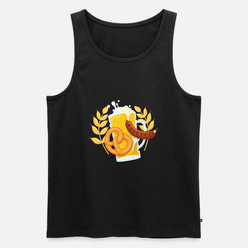 Bier Brezel Wurst - O'Zapft - Männer Premium Bio Tank Top - Schwarz