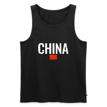 China Chinese Flag Chinese - Men's Premium Organic Tank Top - black - Front - AI Model Male 178 light (178cm)