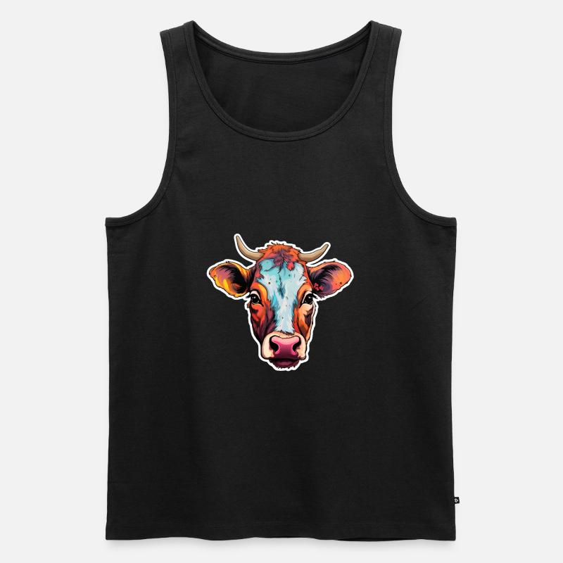 Kuhkopf bunt - Männer Premium Bio Tank Top - Schwarz