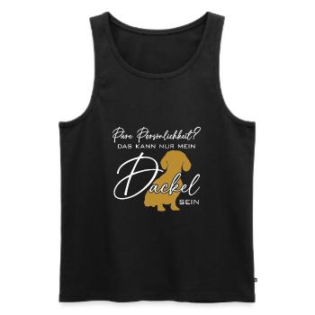 Mein Dackel ist die pure Persönlichkeit - Männer Premium Bio Tank Top - Schwarz - Vorne - AI Model Male 178 light (178cm)