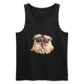 Mopspaar Mops - Männer Premium Bio Tank Top - Schwarz - Vorne - AI Model Male 178 light (178cm)