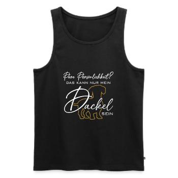 Mein Dackel ist die pure Persönlichkeit - Männer Premium Bio Tank Top - Schwarz - Vorne - AI Model Male 178 light (178cm)