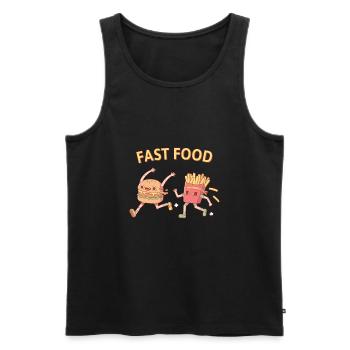 Funny Fast Food Running Burger and Fries - Men's Premium Organic Tank Top - black - Front - AI Model Male 178 light (178cm)