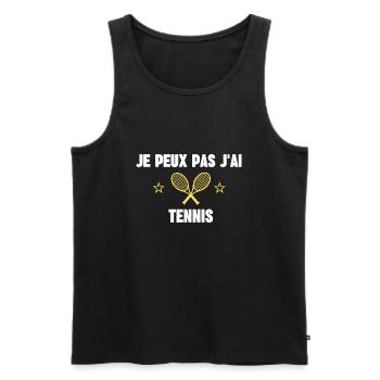 je peux pas j'ai tennis - Débardeur bio Premium Homme - noir - Devant - Michal (187cm)