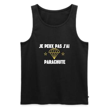 je peux pas j'ai parachute - Débardeur bio Premium Homme - noir - Devant - Michal (187cm)