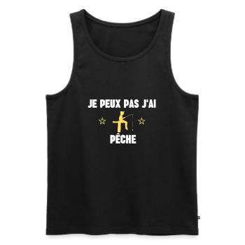 je peux pas j'ai pêche - Débardeur bio Premium Homme - noir - Devant - AI Model Male 178 light (178cm)