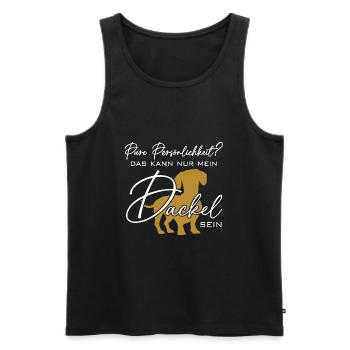 Mein Dackel ist die pure Persönlichkeit - Männer Premium Bio Tank Top - Schwarz - Vorne - AI Model Male 178 light (178cm)
