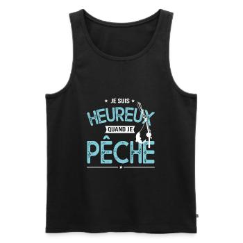 pêcheur heureux cadeau homme pêche - Débardeur bio Premium Homme - noir - Devant - Michal (187cm)