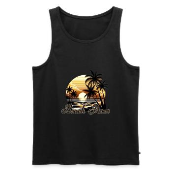 Été, Soleil, Plage, Mer, Palmiers, Vacances - Débardeur bio Premium Homme - noir - Devant - AI Model Male 178 light (178cm)