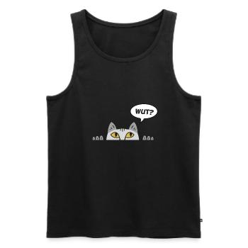 Cadeau chat perso coquin maine coon persan - Débardeur bio Premium Homme - noir - Devant - Michal (187cm)