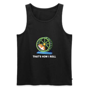 Hamster c'est comme ça que je roule Hamster Wheel Shirt Gif - Débardeur bio Premium Homme - noir - Devant - Michal (187cm)