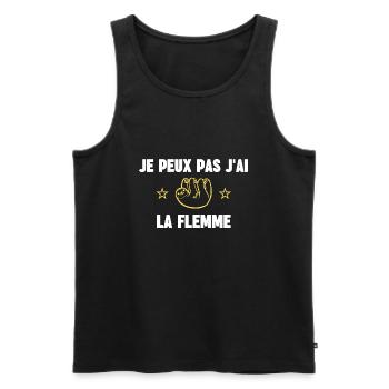 je peux pas j'ai la flemme - Débardeur bio Premium Homme - noir - Devant - Michal (187cm)