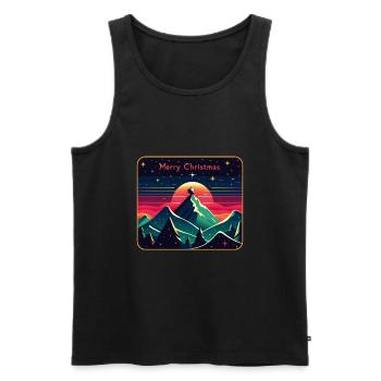 Père Noël sur la montagne avec ciel étoilé - Débardeur bio Premium Homme - noir - Devant - Michal (187cm)
