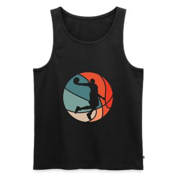 Basket rétro rétro basketteur - Débardeur bio Premium Homme - noir - Devant - AI Model Male 178 light (178cm)