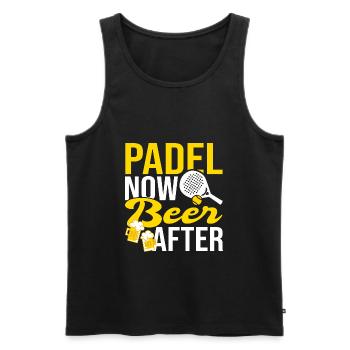 Padel now beer after Humour Sport Tennis - Débardeur bio Premium Homme - noir - Devant - Michal (187cm)