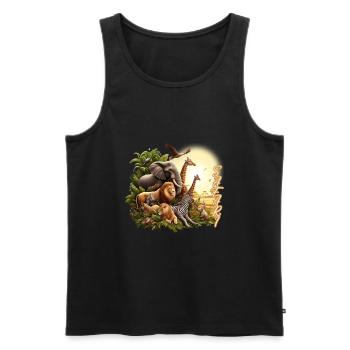 Safari Serengeti Savannah Faune Afrique - Débardeur bio Premium Homme - noir - Devant - Michal (187cm)