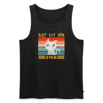 Cat Mama Design pour les amoureux des chats - Débardeur bio Premium Homme - noir - Devant - AI Model Male 178 light (178cm)