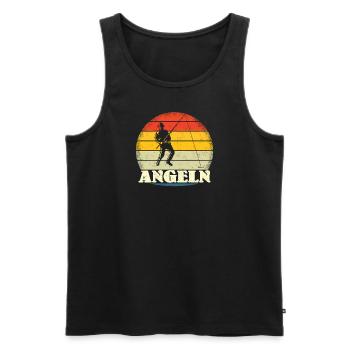 Angler Geschenkidee Hobby Angeln - Männer Premium Bio Tank Top - Schwarz - Vorne - Michal (187cm)