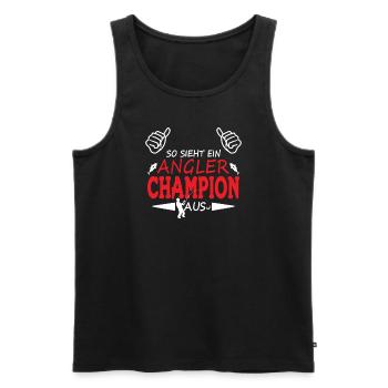 Angler Geschenkidee Hobby Angeln - Männer Premium Bio Tank Top - Schwarz - Vorne - Michal (187cm)