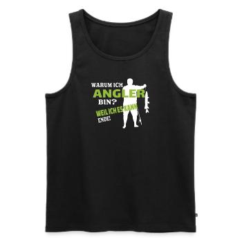 Angler Geschenkidee Hobby Angeln - Männer Premium Bio Tank Top - Schwarz - Vorne - Michal (187cm)