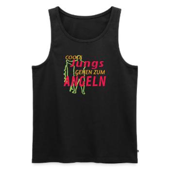 Angler Geschenkidee Hobby Angeln - Männer Premium Bio Tank Top - Schwarz - Vorne - Michal (187cm)