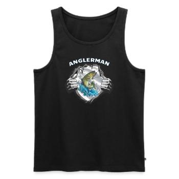 Angler Gift Idea Hobby Fishing - Men's Premium Organic Tank Top - black - Front - AI Model Male 178 light (178cm)