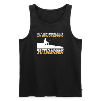 Angler Geschenkidee Hobby Angeln - Männer Premium Bio Tank Top - Schwarz - Vorne - Michal (187cm)