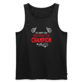 Badminton Spieler Geschenkidee Design - Männer Premium Bio Tank Top - Schwarz - Vorne - Michal (187cm)