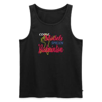 Badminton Geschenkidee Sport Design - Männer Premium Bio Tank Top - Schwarz - Vorne - Michal (187cm)