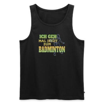 Badminton Geschenkidee Sport Design - Männer Premium Bio Tank Top - Schwarz - Vorne - Michal (187cm)