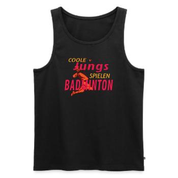 Badminton Geschenkidee Sport Design - Männer Premium Bio Tank Top - Schwarz - Vorne - Michal (187cm)