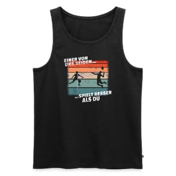 Badminton Geschenkidee Sport Design - Männer Premium Bio Tank Top - Schwarz - Vorne - Michal (187cm)