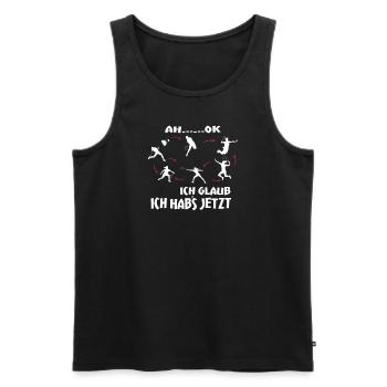 Badminton Geschenkidee Sport Design - Männer Premium Bio Tank Top - Schwarz - Vorne - Michal (187cm)