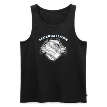 Badminton Geschenkidee Sport Design - Männer Premium Bio Tank Top - Schwarz - Vorne - Michal (187cm)