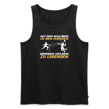Badminton Geschenkidee Sport Design - Männer Premium Bio Tank Top - Schwarz - Vorne - Michal (187cm)