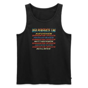 Badminton Geschenkidee Sport Design - Männer Premium Bio Tank Top - Schwarz - Vorne - Michal (187cm)