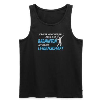 Badminton Geschenkidee Sport Design - Männer Premium Bio Tank Top - Schwarz - Vorne - Michal (187cm)