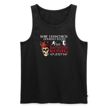 Badminton Geschenkidee Sport Design - Männer Premium Bio Tank Top - Schwarz - Vorne - Michal (187cm)