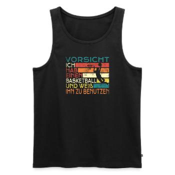 Basketball Geschenkidee Sport Design - Männer Premium Bio Tank Top - Schwarz - Vorne - Michal (187cm)
