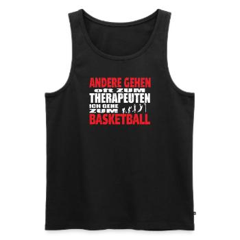 Basketball Geschenkidee Sport Design - Männer Premium Bio Tank Top - Schwarz - Vorne - Michal (187cm)