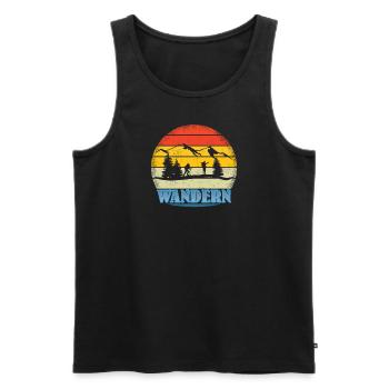 Wandern Zubehör Wanderer Motiv - Männer Premium Bio Tank Top - Schwarz - Vorne - Michal (187cm)